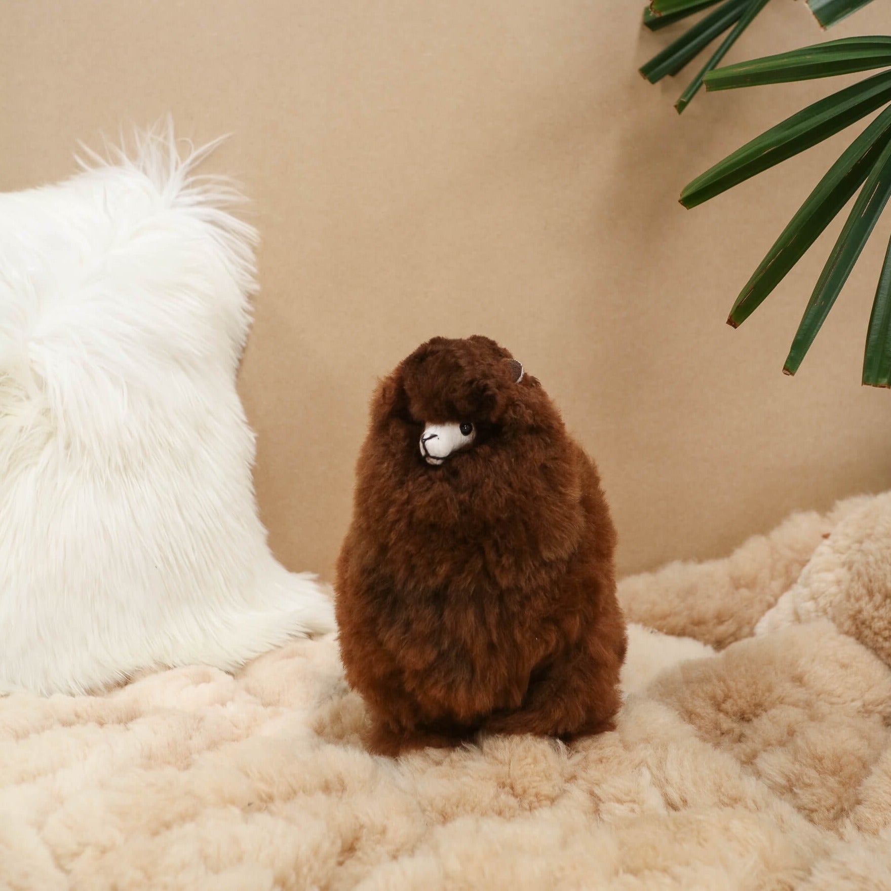 alpaca small soft toy brown