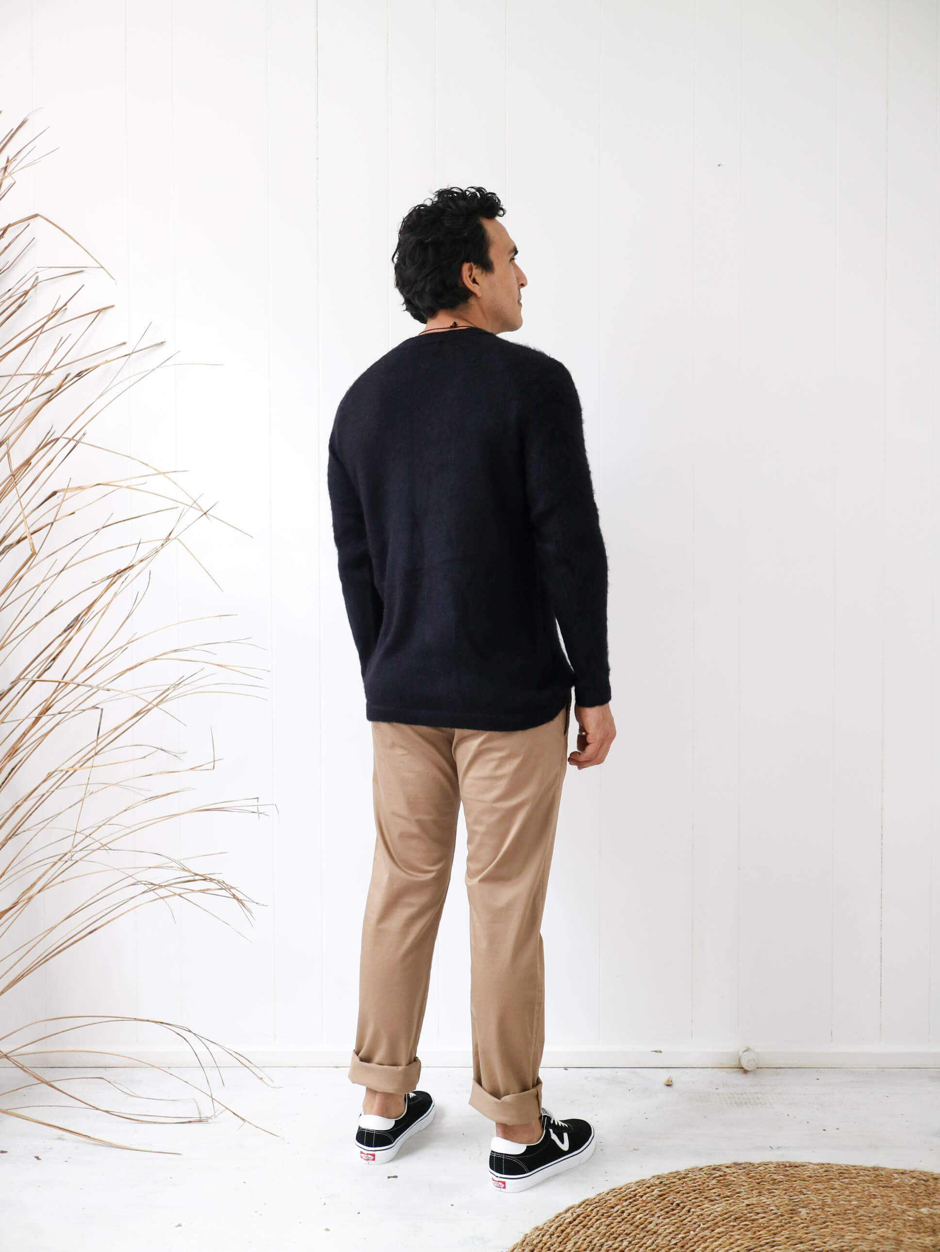 black alpaca jumper for men