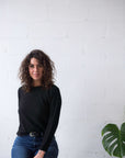 black long sleeve alpaca top