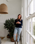 buy navy long sleeve alpaca top australia