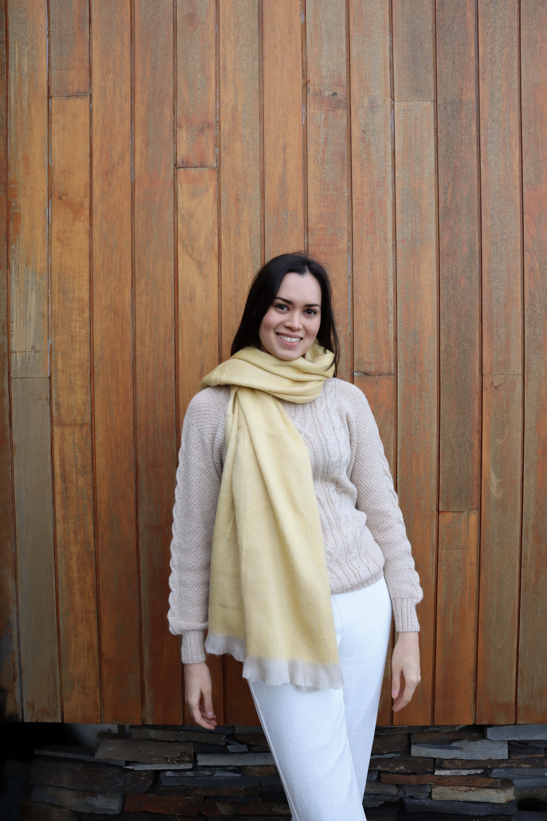 buy yellow scarf in Melbourne Alpaca#colour_butter