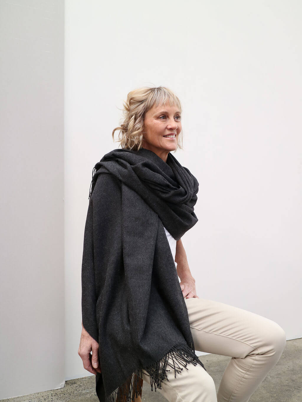 charcoal alpaca travel wrap