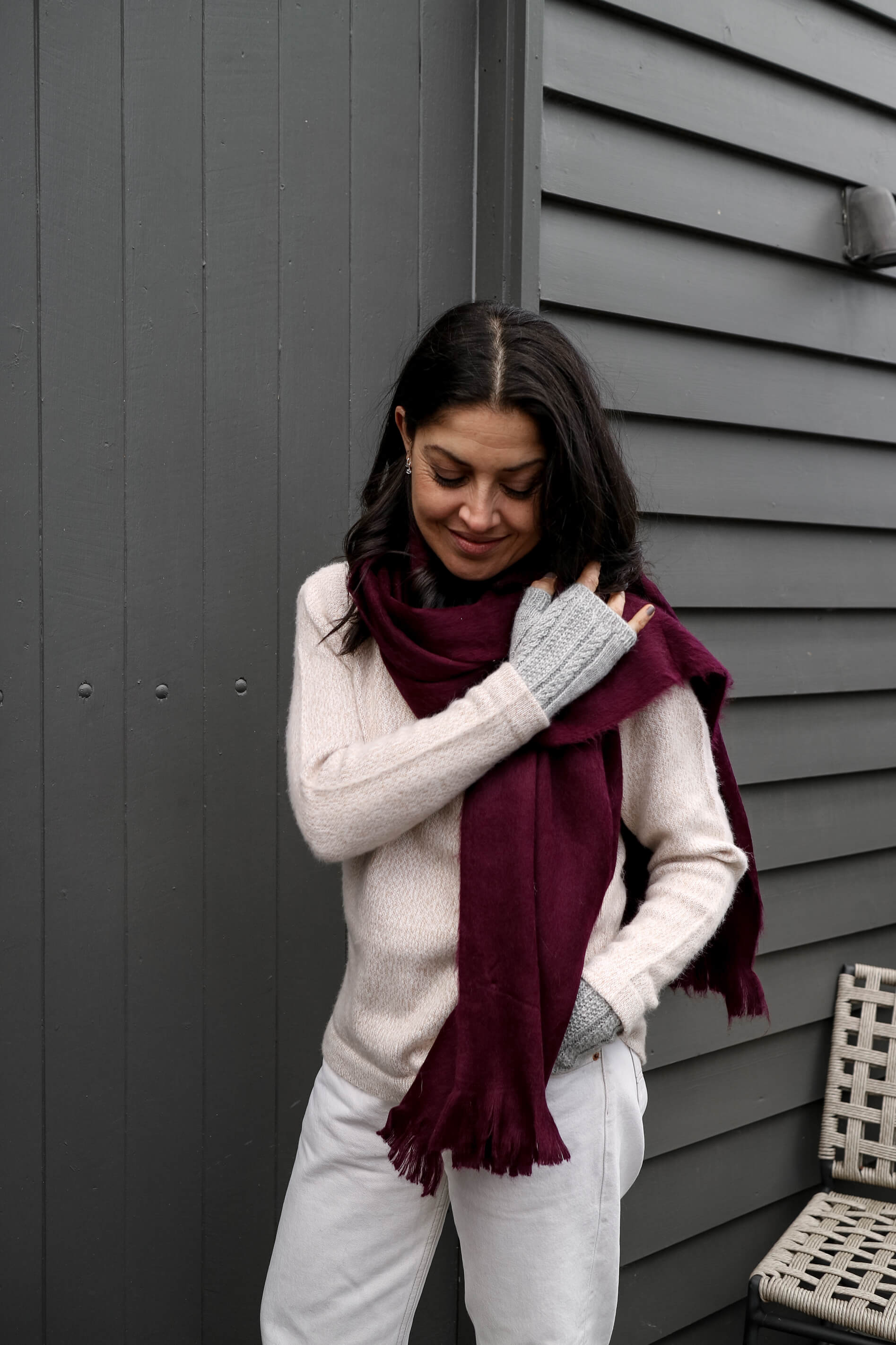 ethically made scarves in australia natural fibres#colour_vino