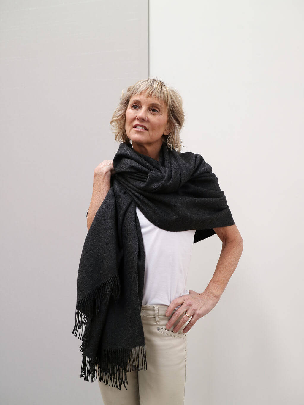 large charcoal alpaca scarf