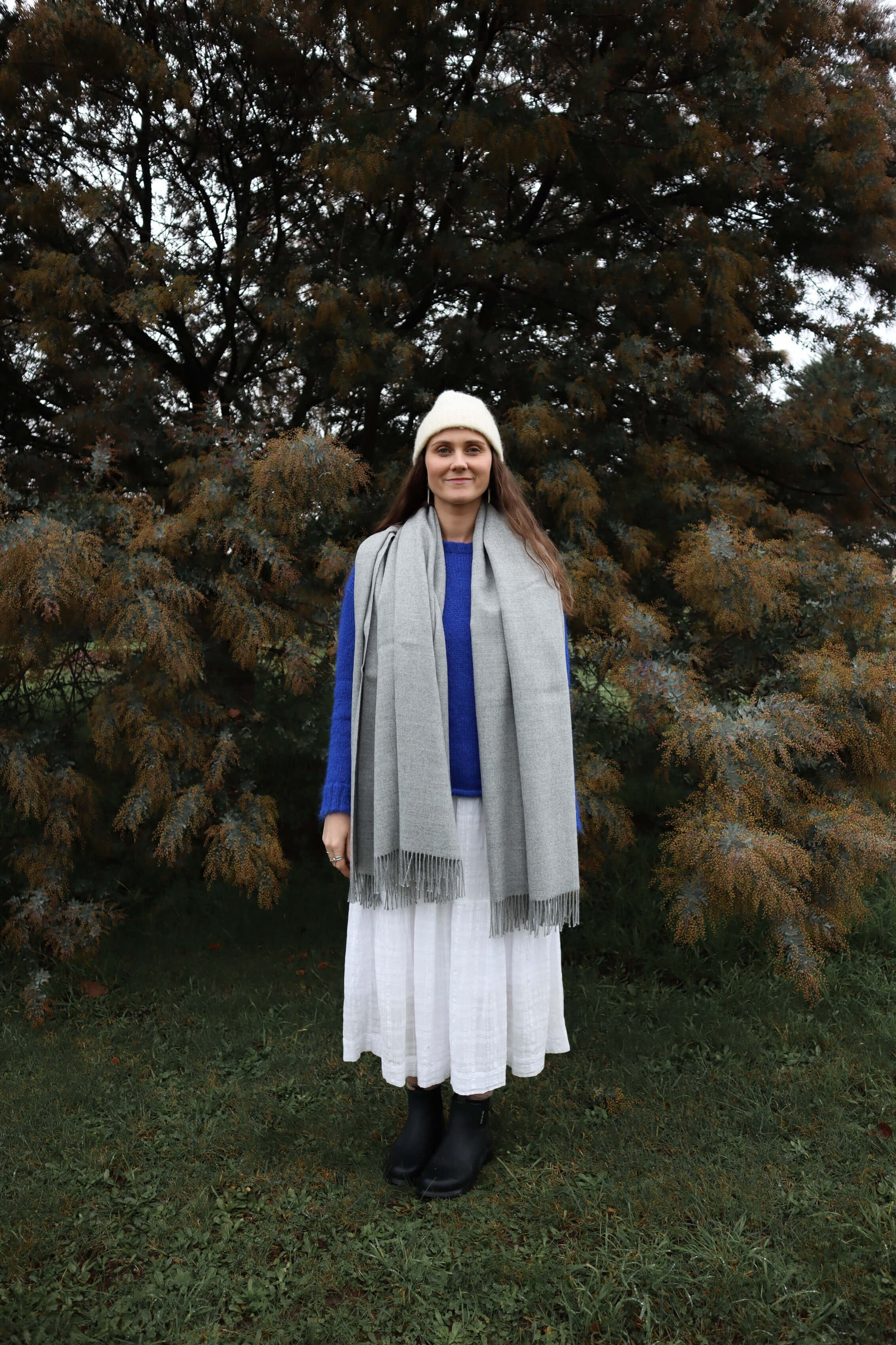 light grey giant alpaca scarf