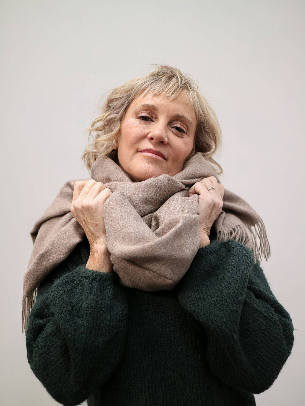 natural coloured baby alpaca blanket scarf