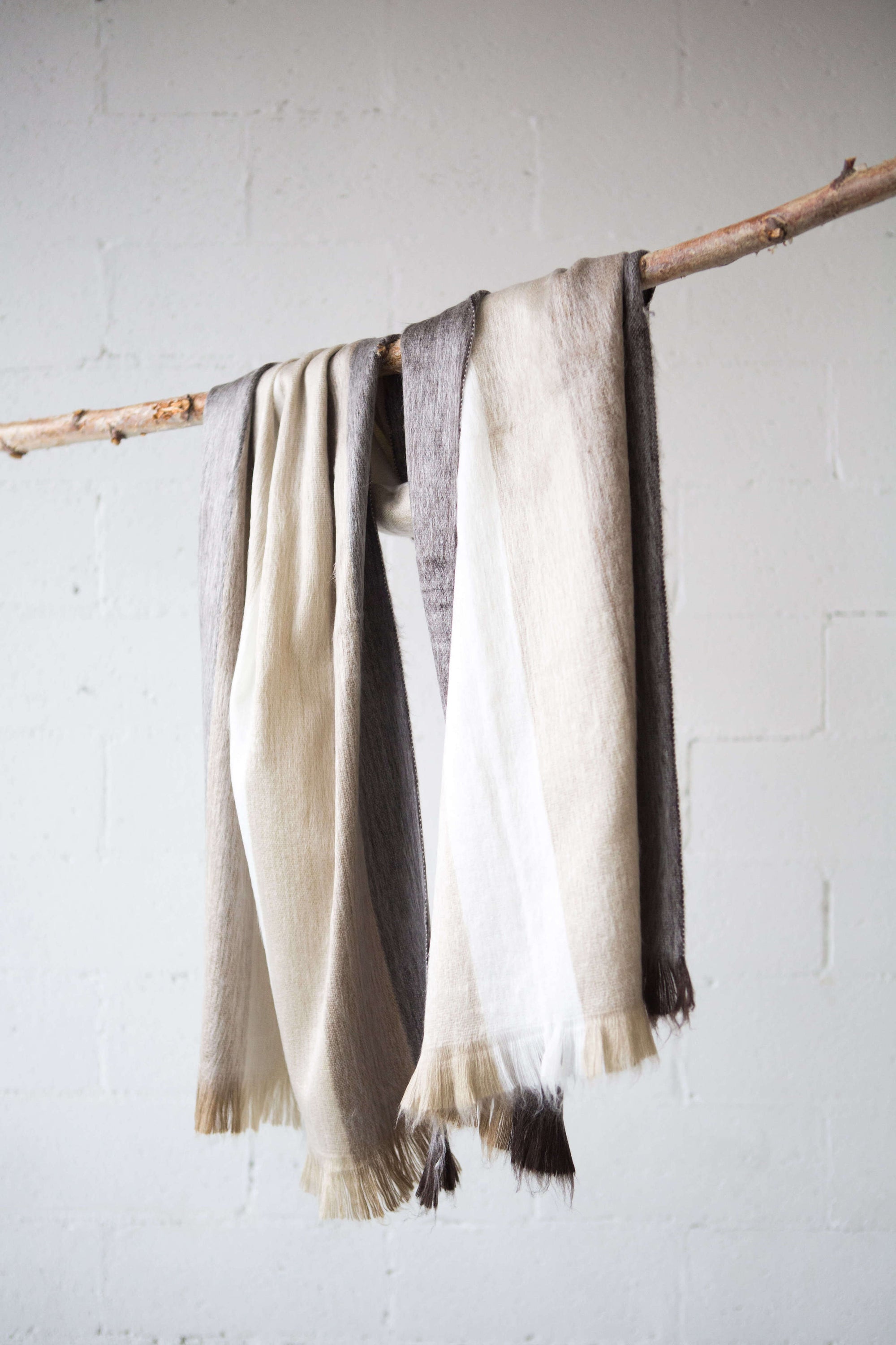 natural colour stripe winter scarf