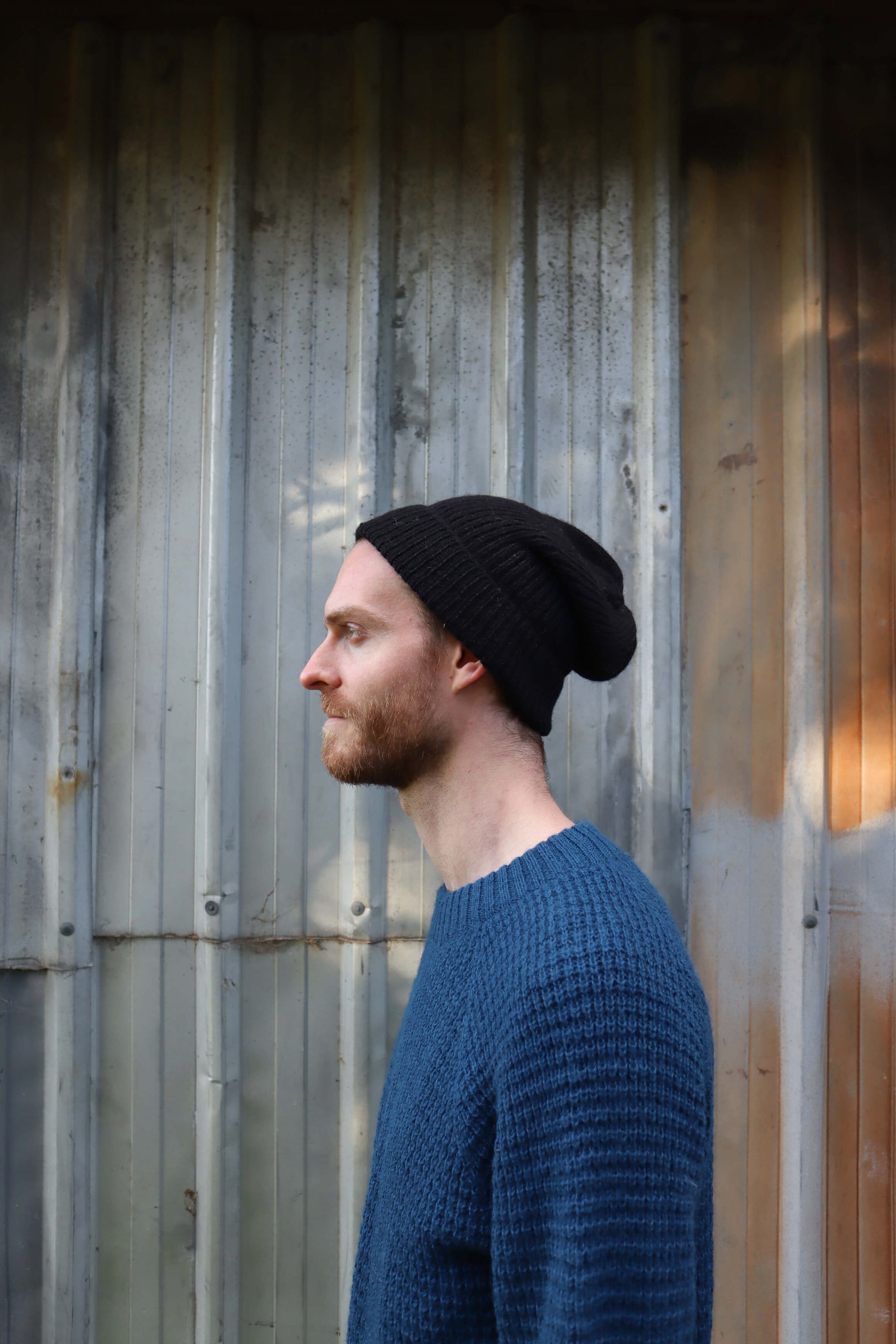 natural fibre alpaca black beanie male