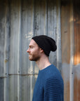 natural fibre alpaca black beanie male