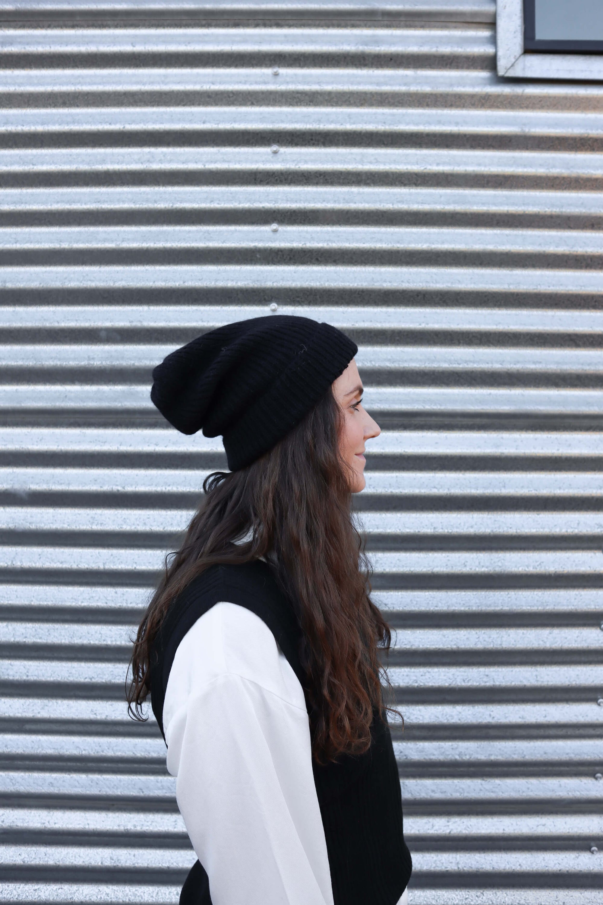 natural fibre black alpaca beanie women