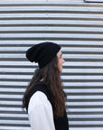 natural fibre black alpaca beanie women