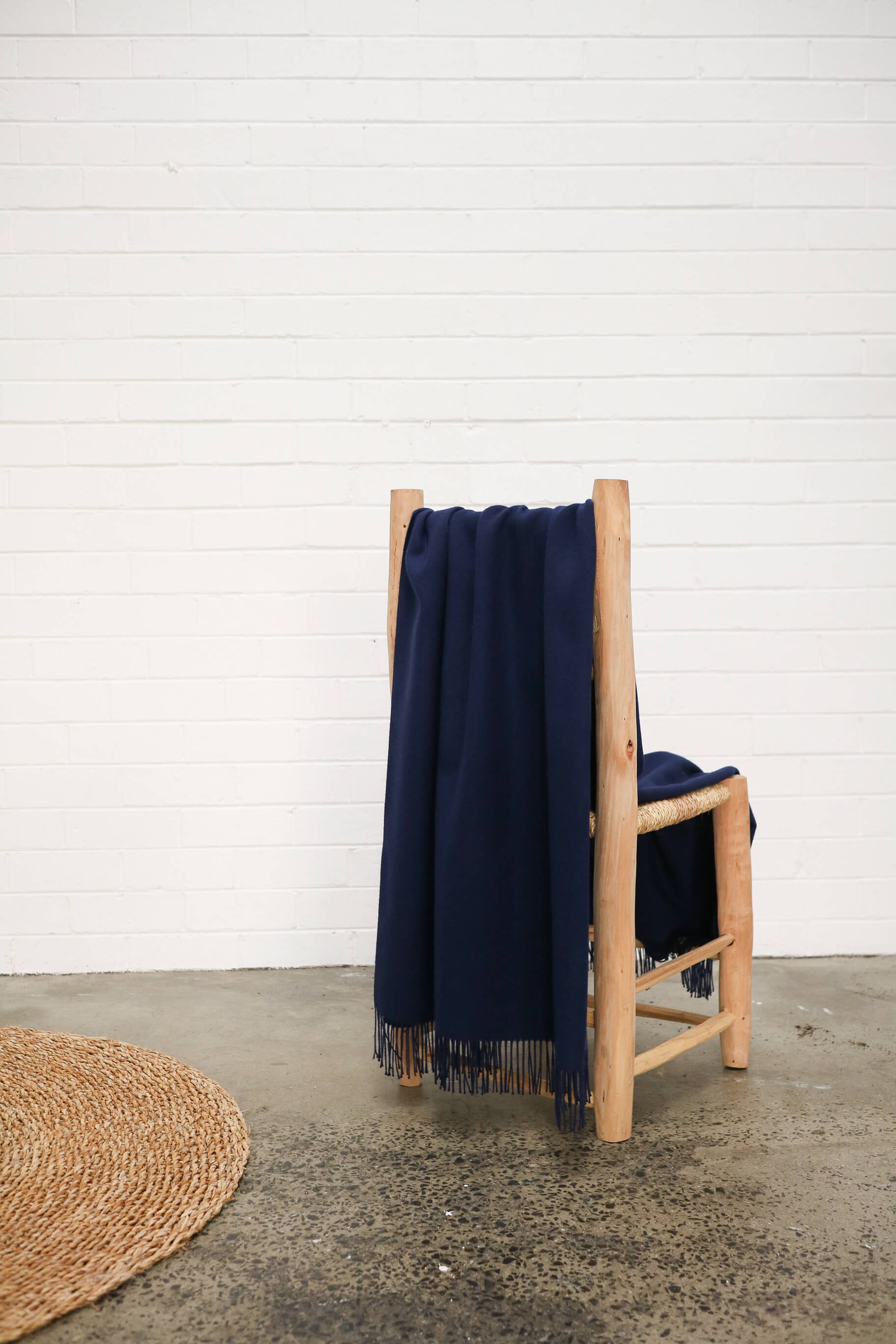 navy alpaca throw