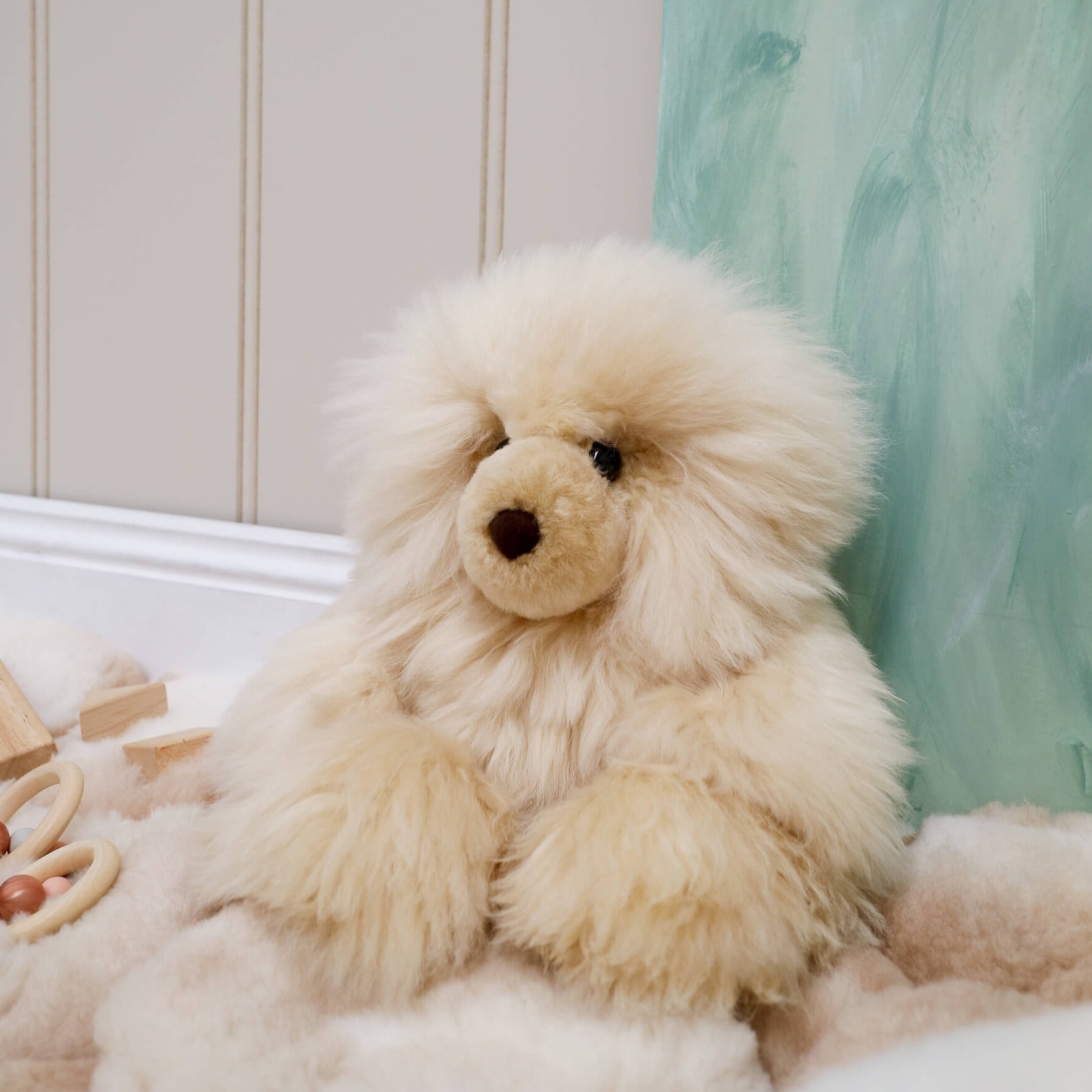 teddy bear beige made from alpaca fleece