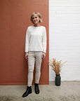 white long sleeve alpaca top