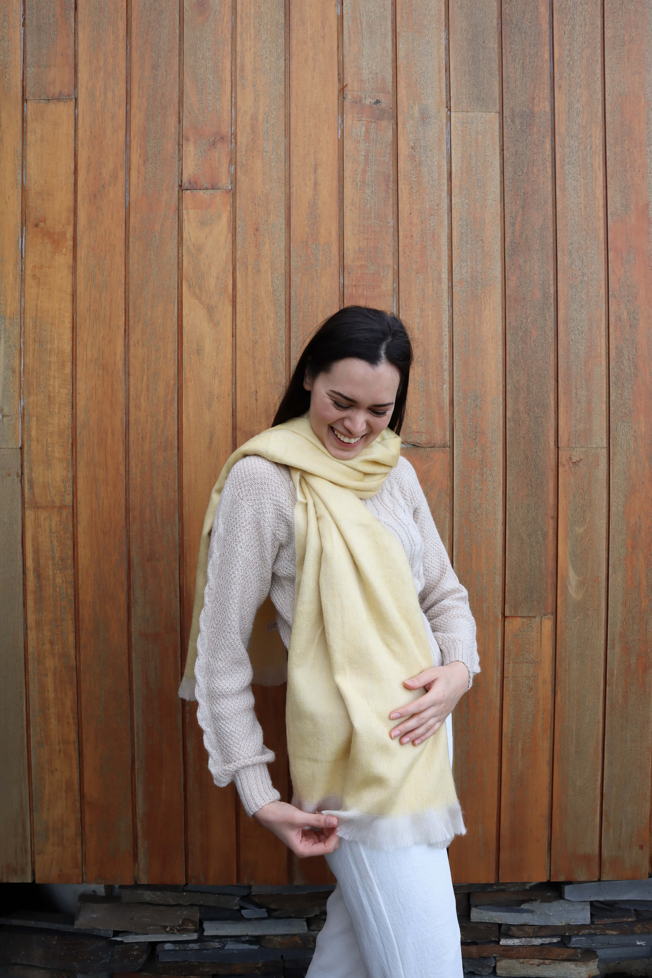 yellow alpaca scarf#colour_butter