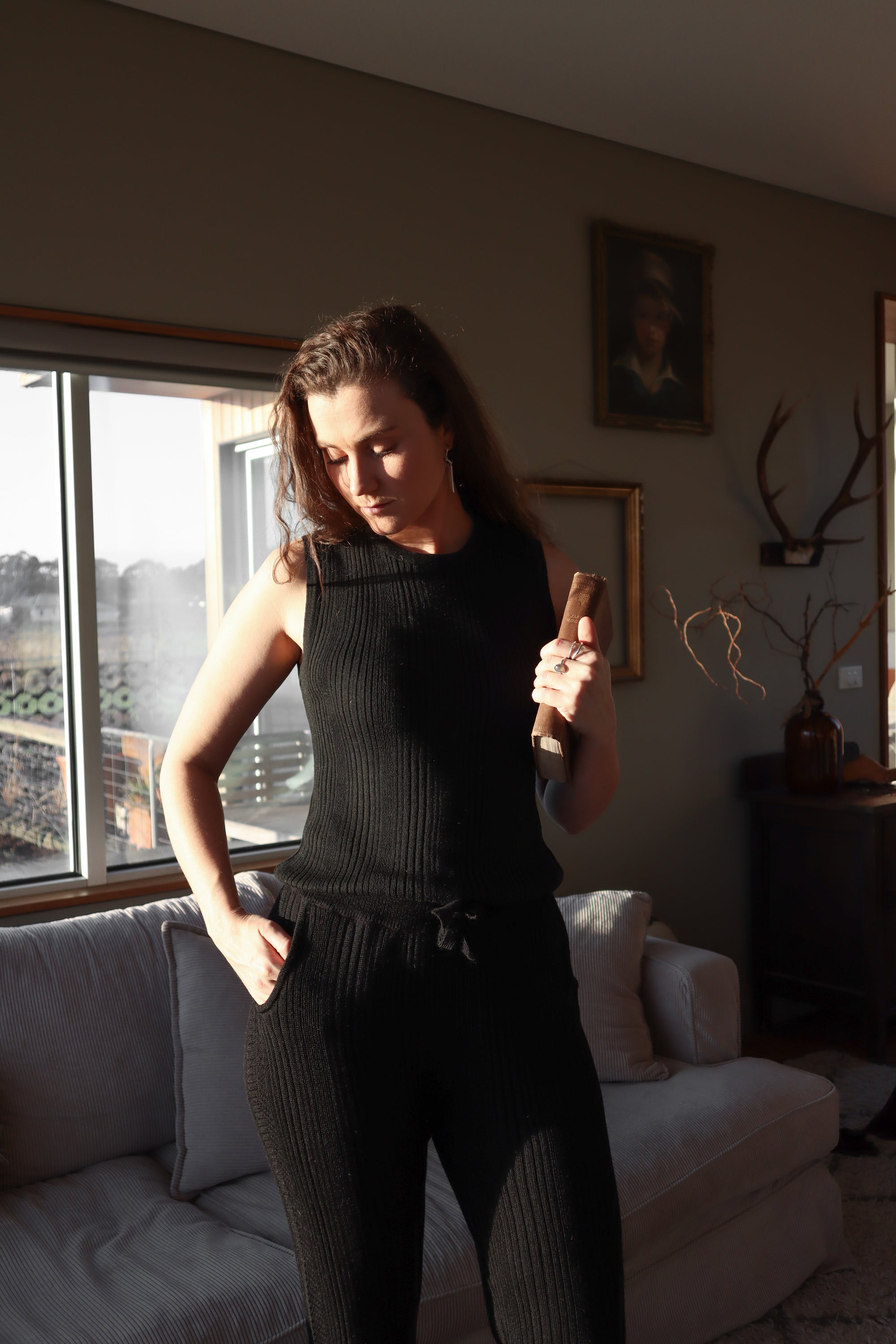 Black Alpaca Vest Top