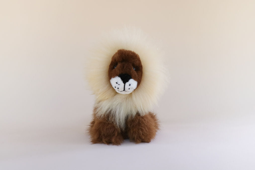 Brown Alpaca Wool Toy Lion