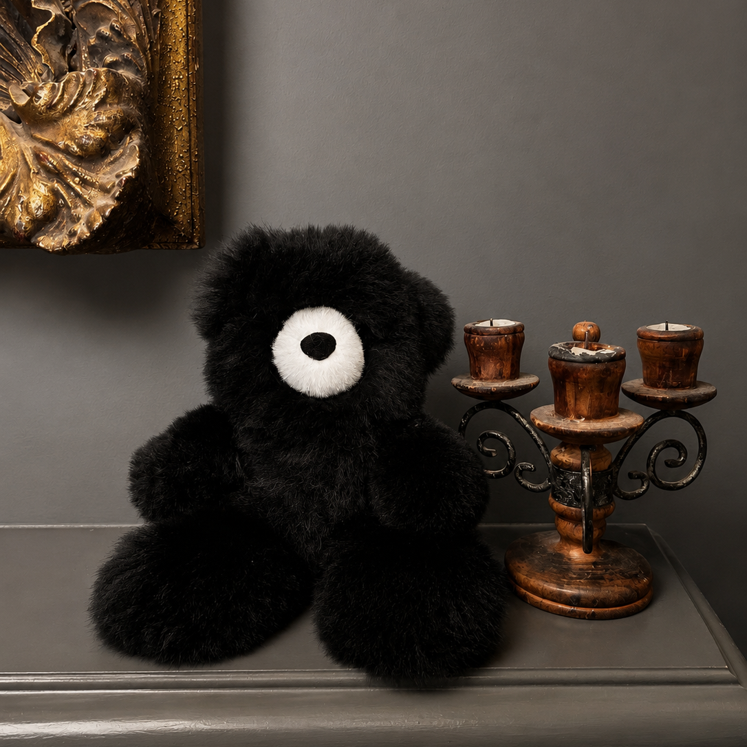 Black Alpaca Fleece Teddy Bear #colour_black