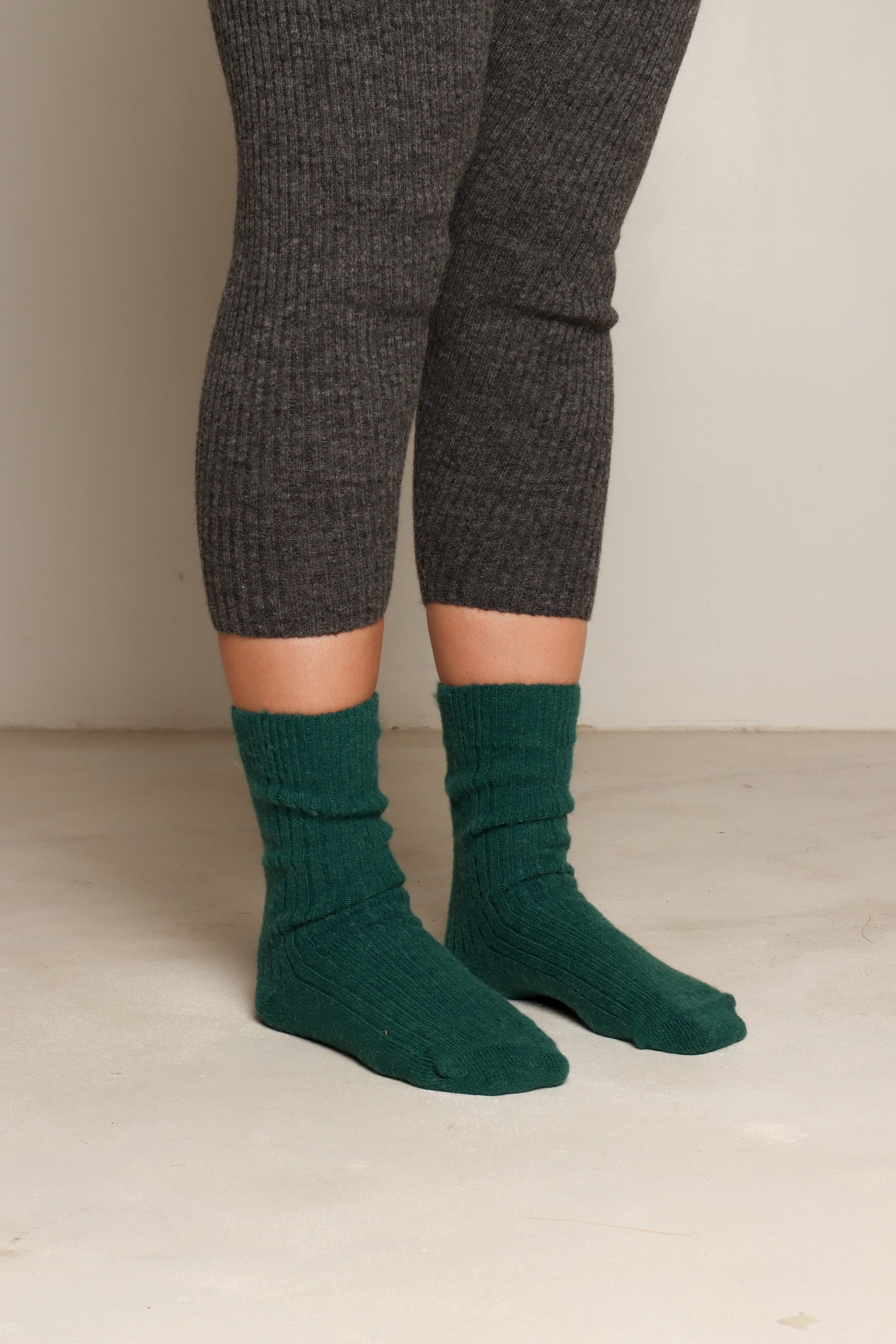 Green Alpaca Socks#colour_hunter-green