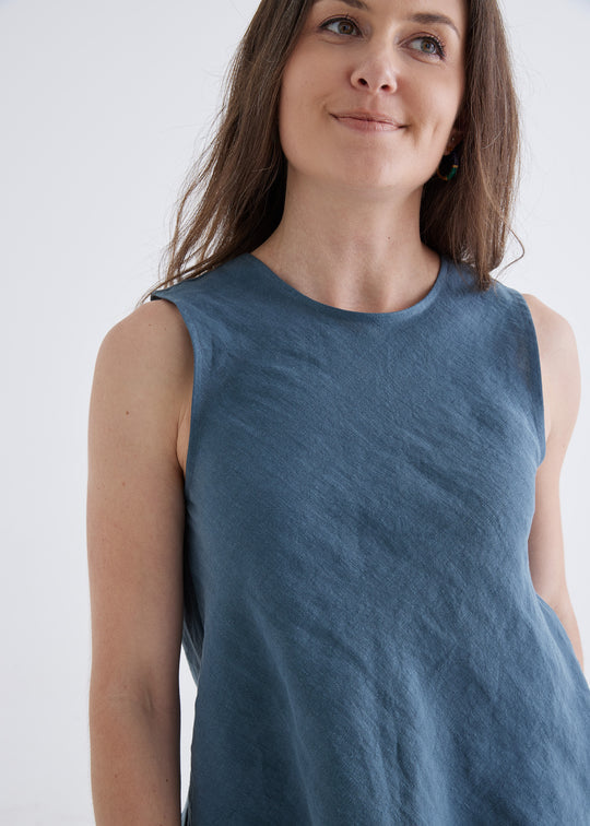 natural fibre summer tops for women#colour_teal