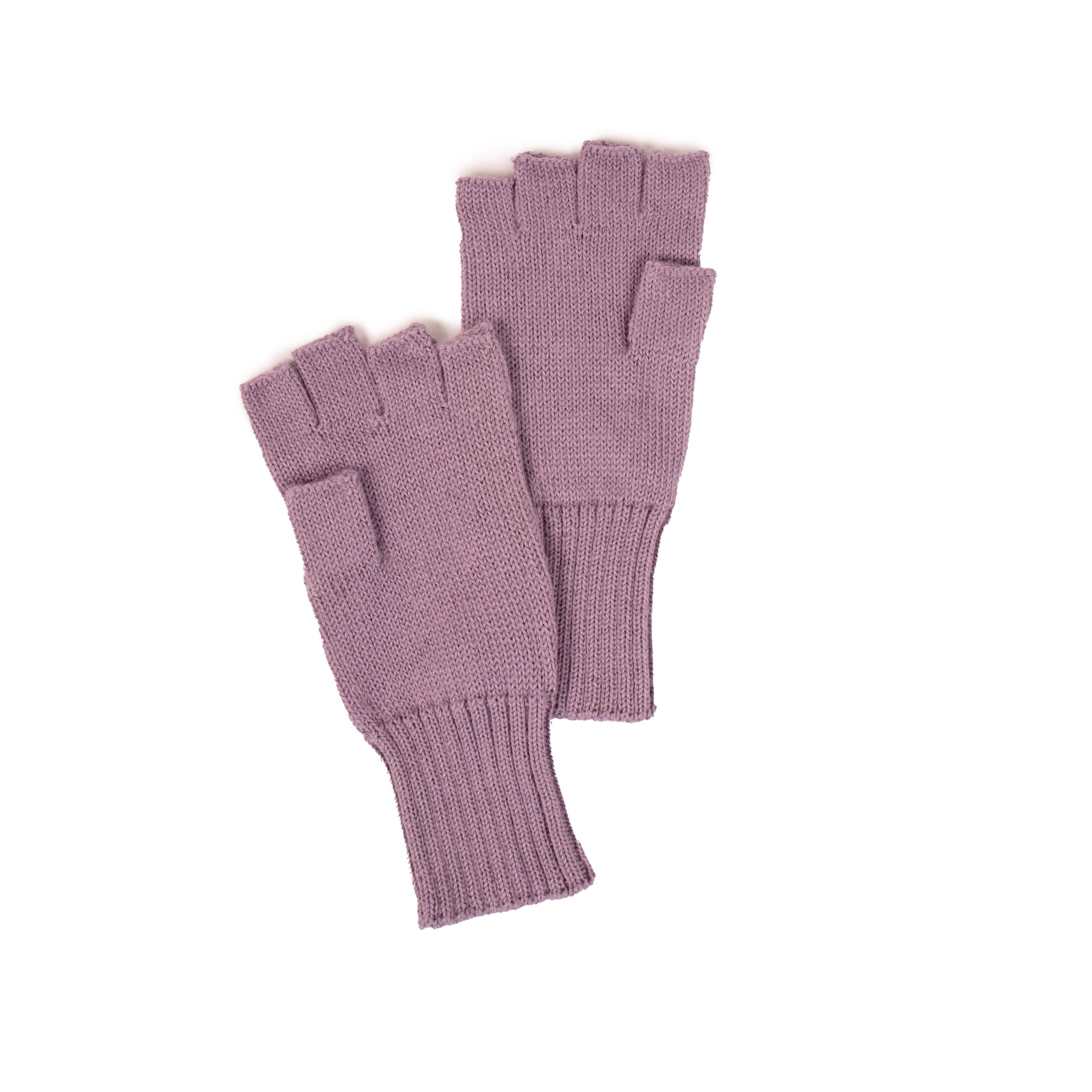lilac half finger mittens