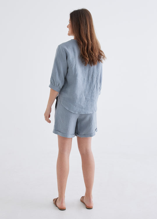 light blue linen top for women#dove-blue