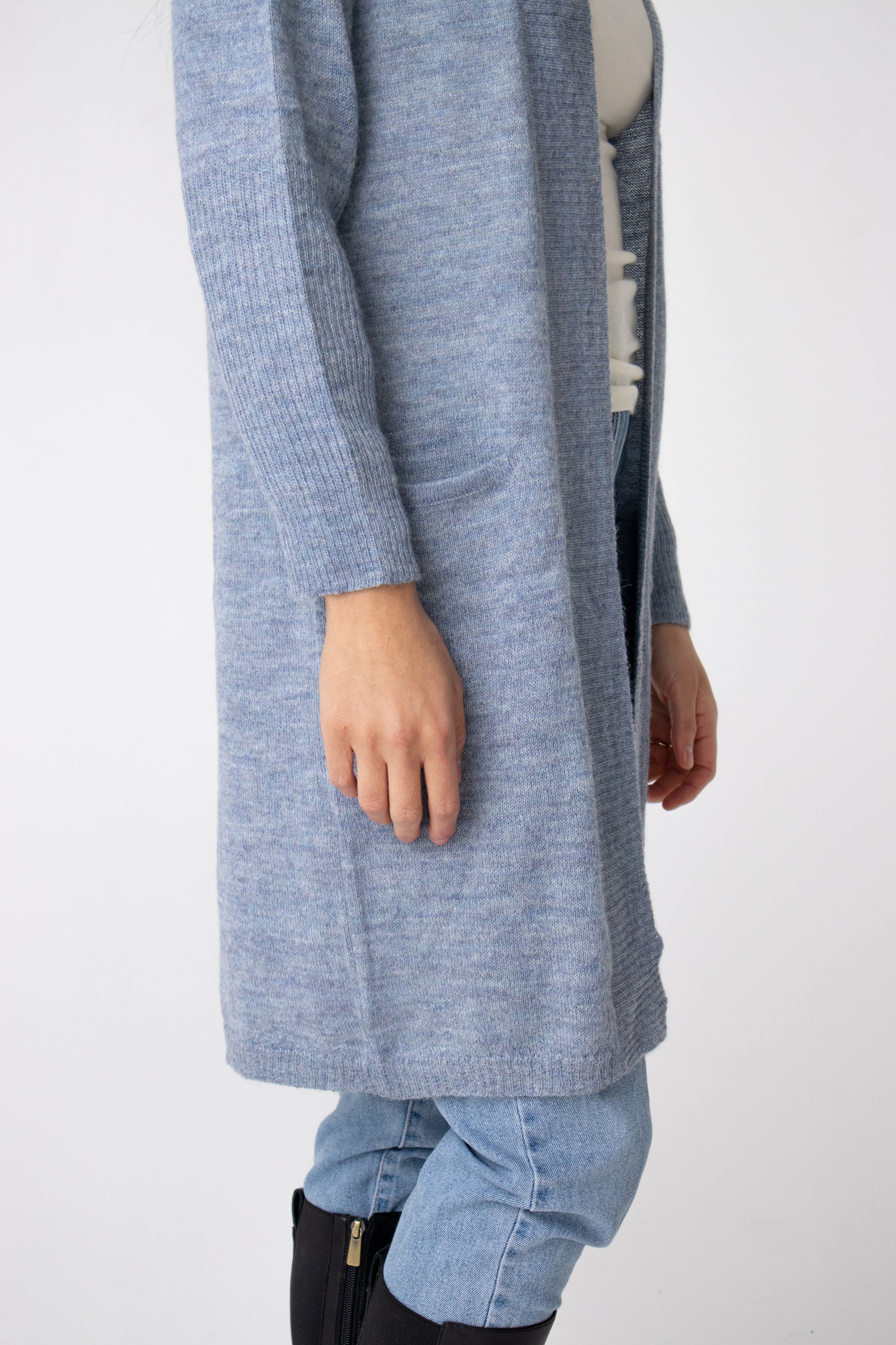 blue long alpaca cardigan