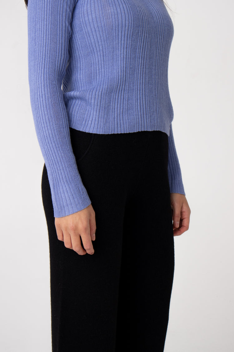 blue winter long sleeve alpaca top#colour_cornflower