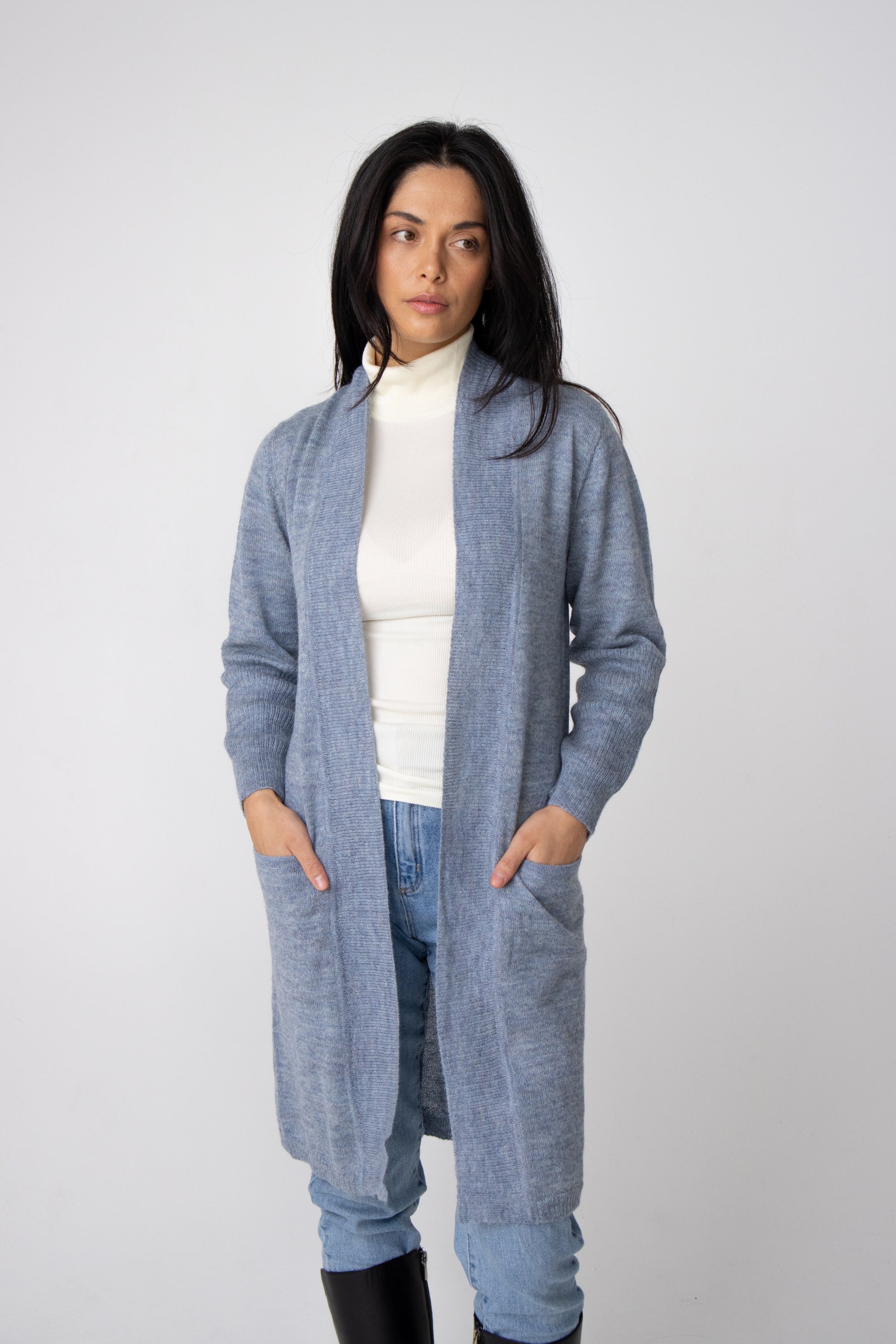 buy long blue alpaca cardigan australia
