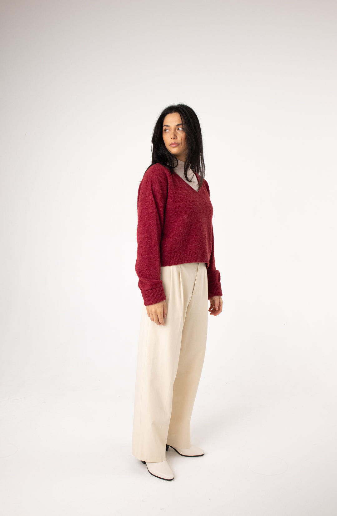 buy red v neck alpaca jumper melbourne#colour_sangria