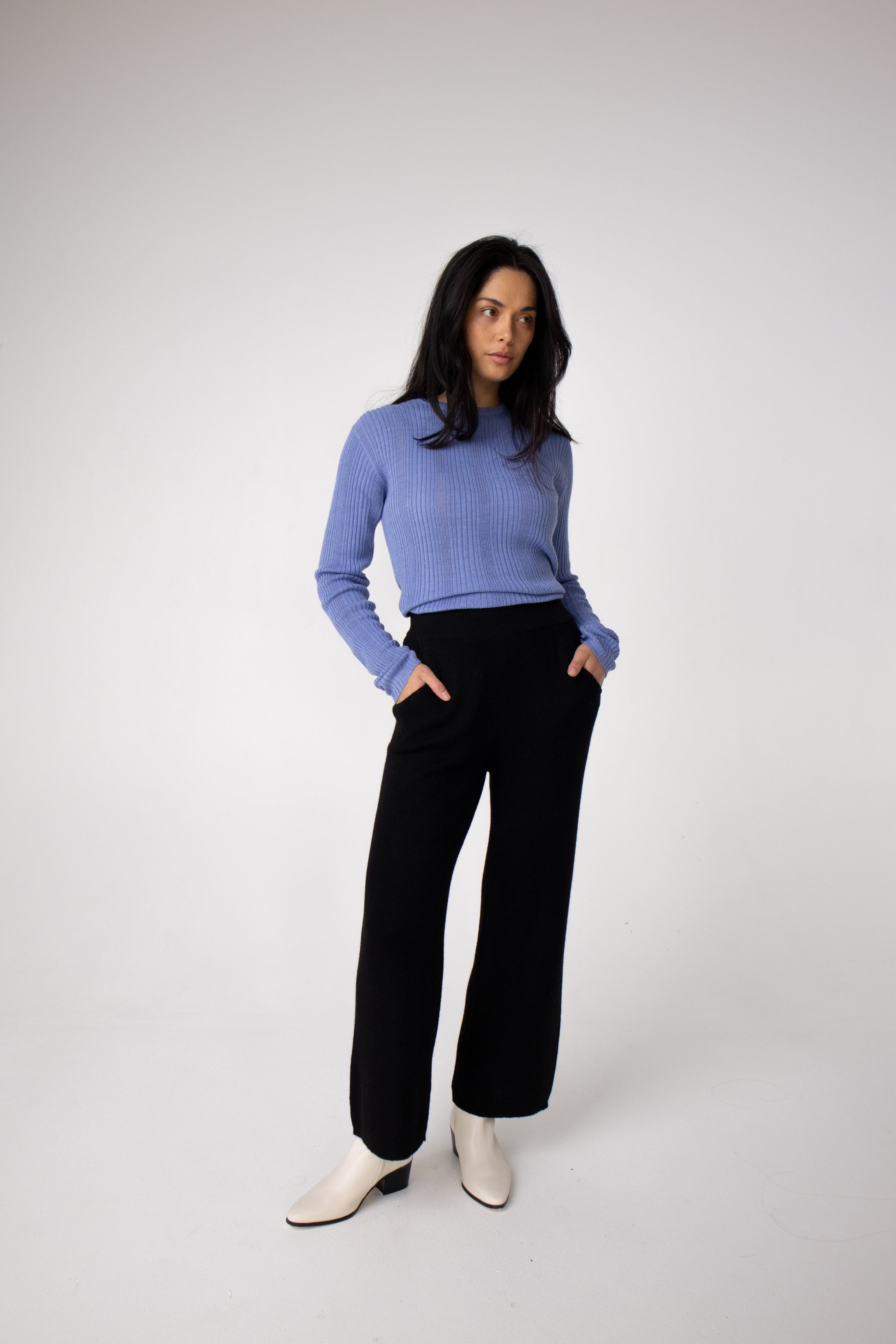 cornflower blue long sleeve knit top#colour_cornflower