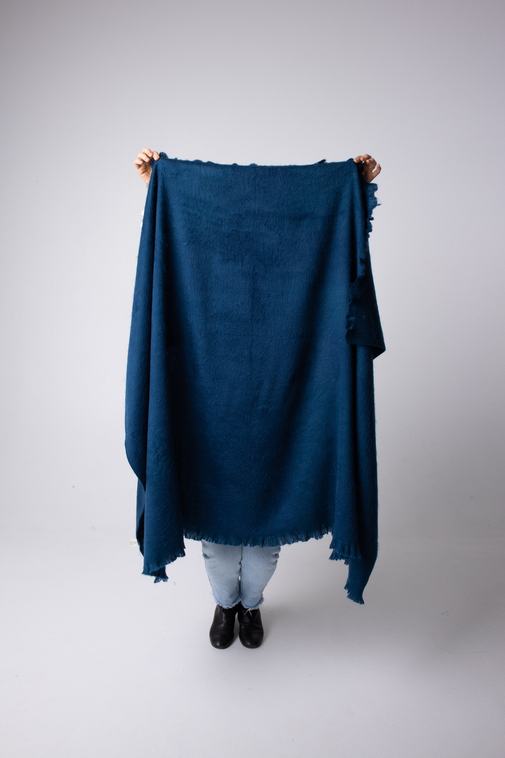 deep blue alpaca wool small throw#colour_deep-ocean