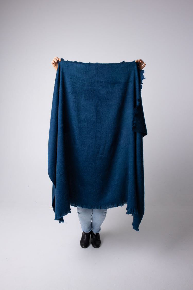 deep blue alpaca wool small throw#colour_deep-ocean