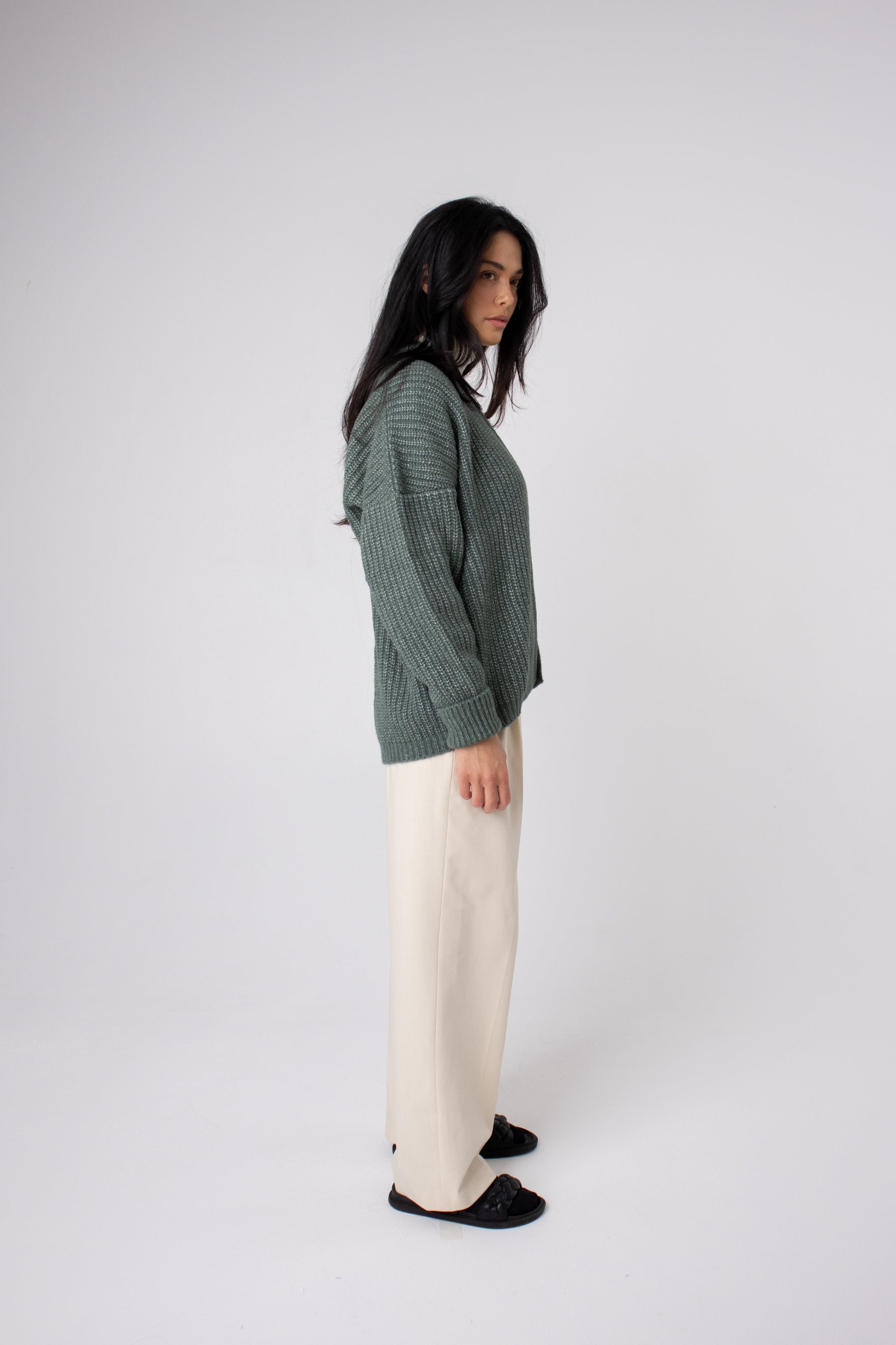 ethically made winter cardigans melbourne#colour_elm-green
