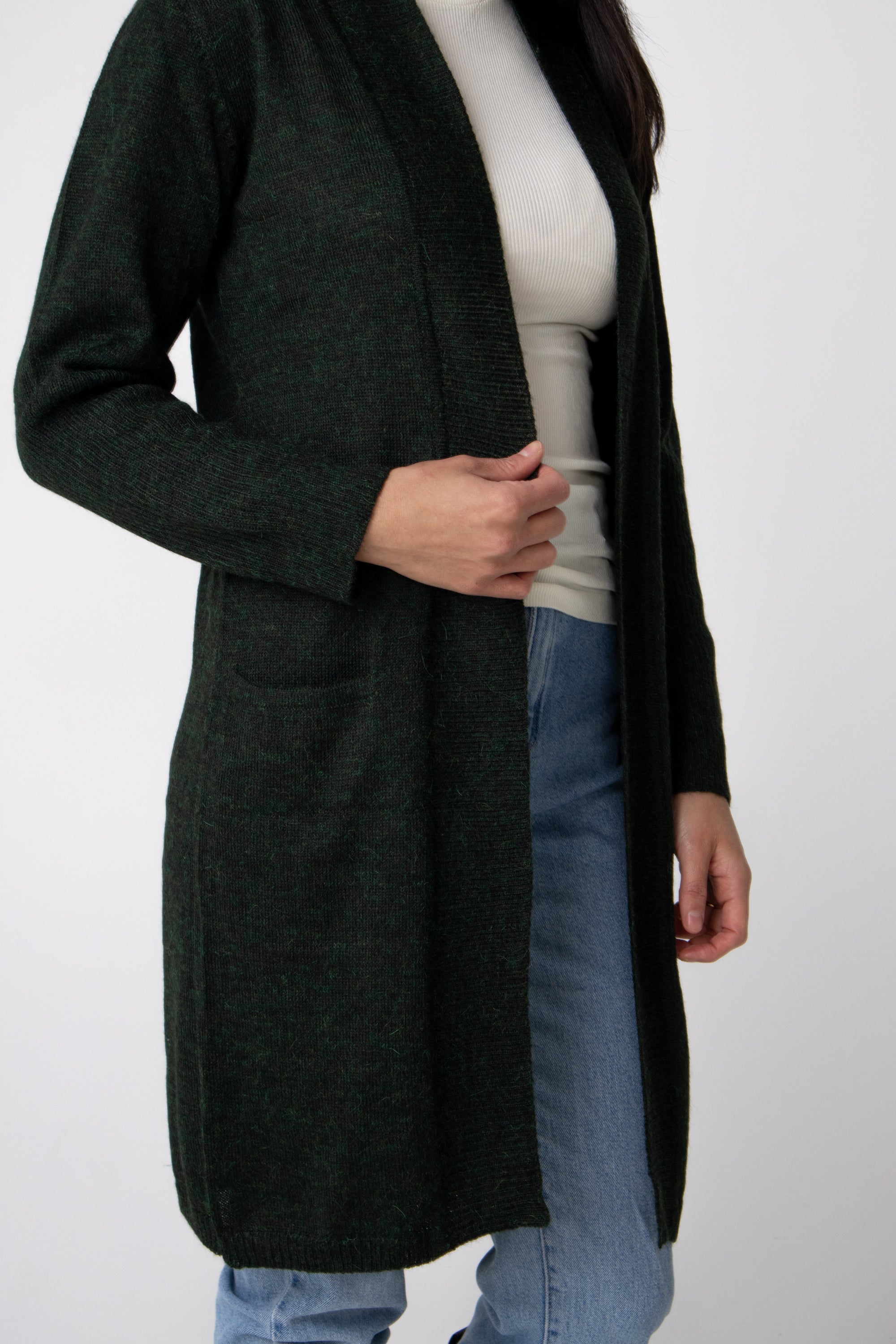 green alpaca cardigan