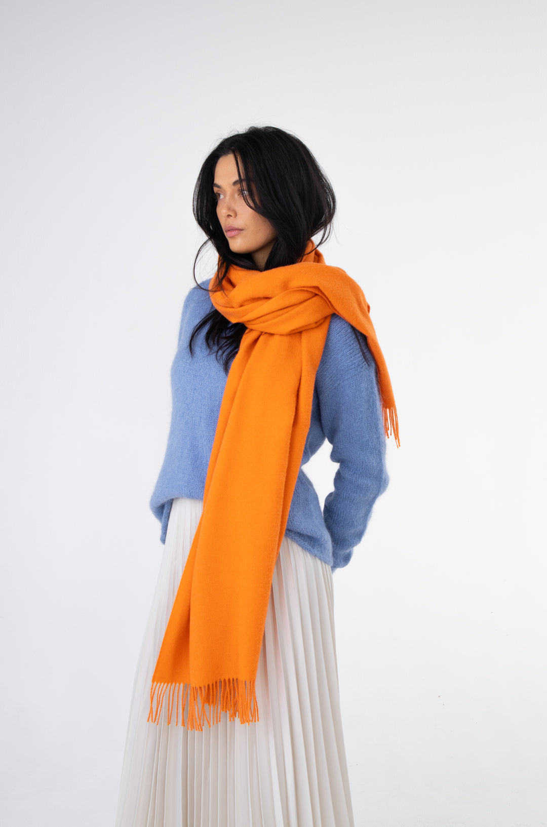 large orange baby alpaca scarf#colour_mango