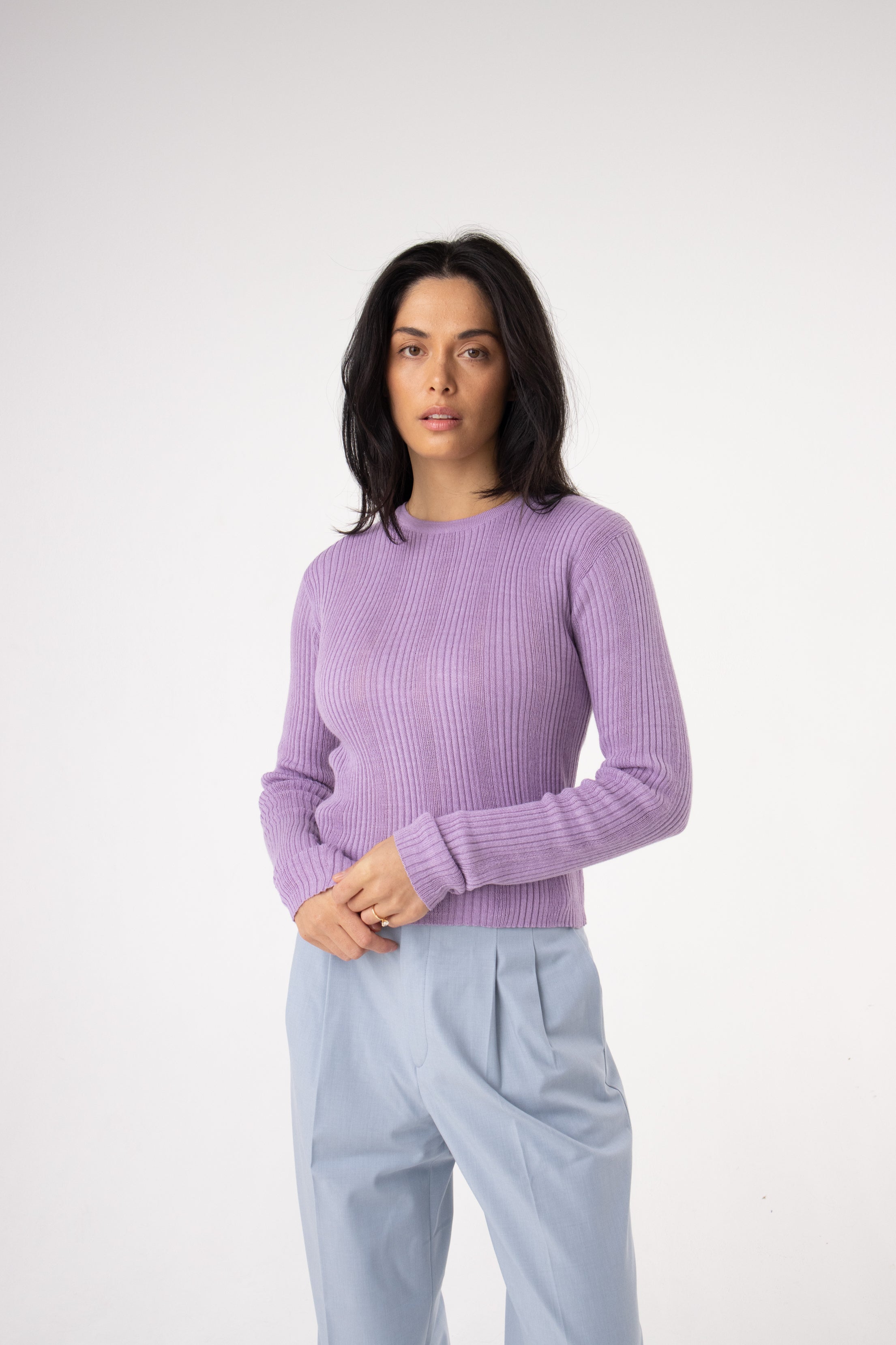 long sleeve ribbed alpaca knit women#colour_lilac