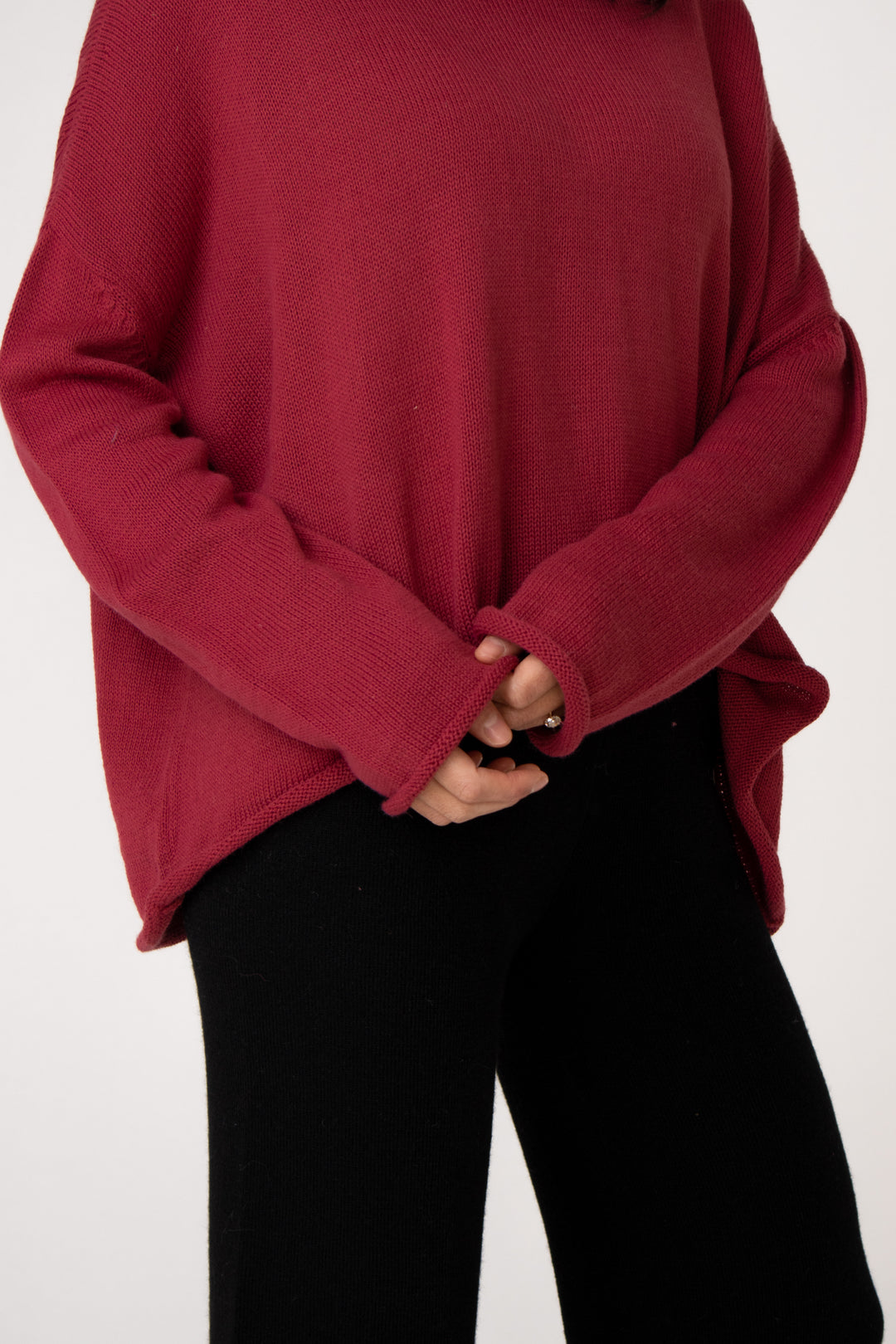 magenta alpaca spring jumper for women#colour_sangria