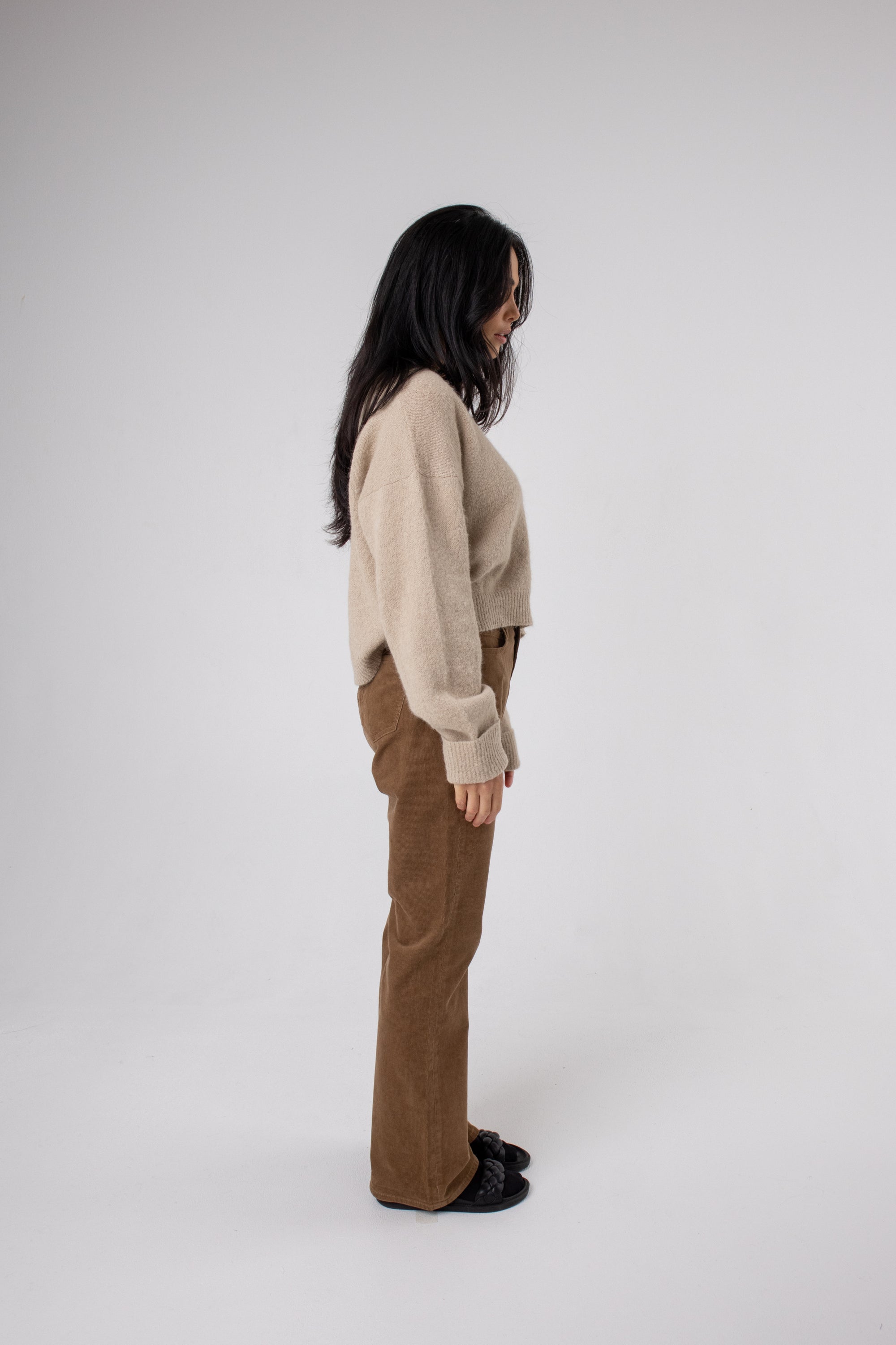 natural colour alpaca jumper v neck