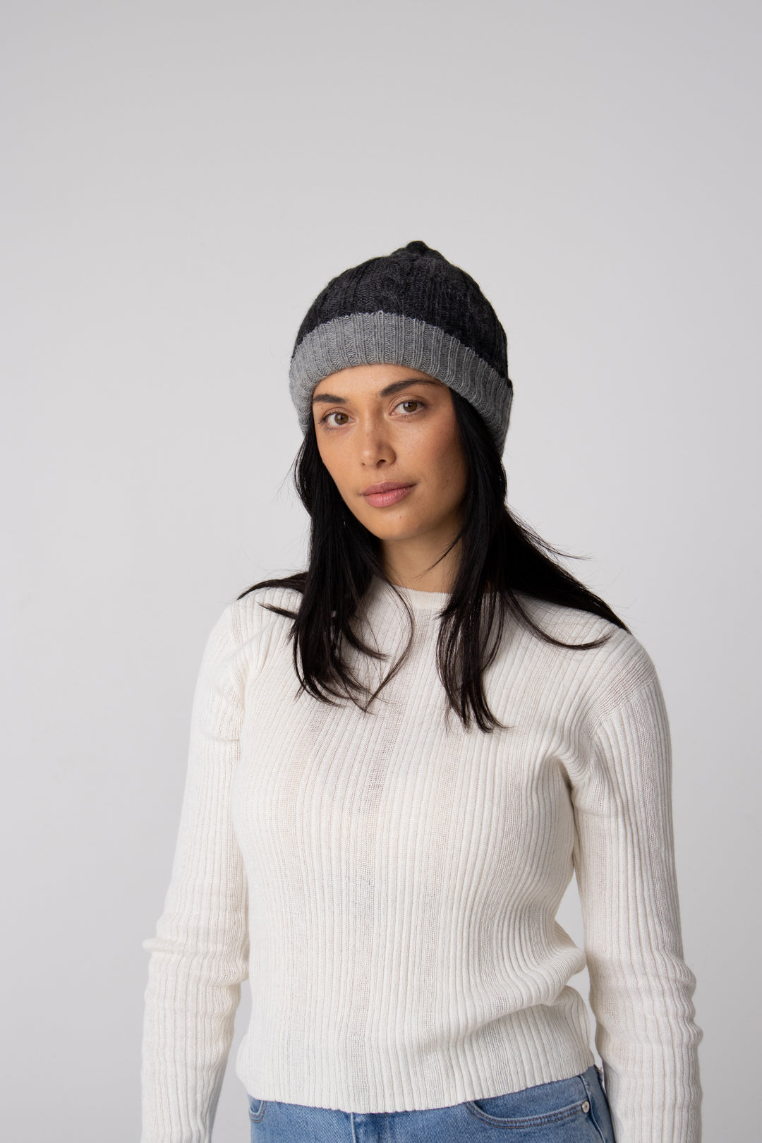 premium quality baby alpaca beanie australia#colour_charcoal-and-grey