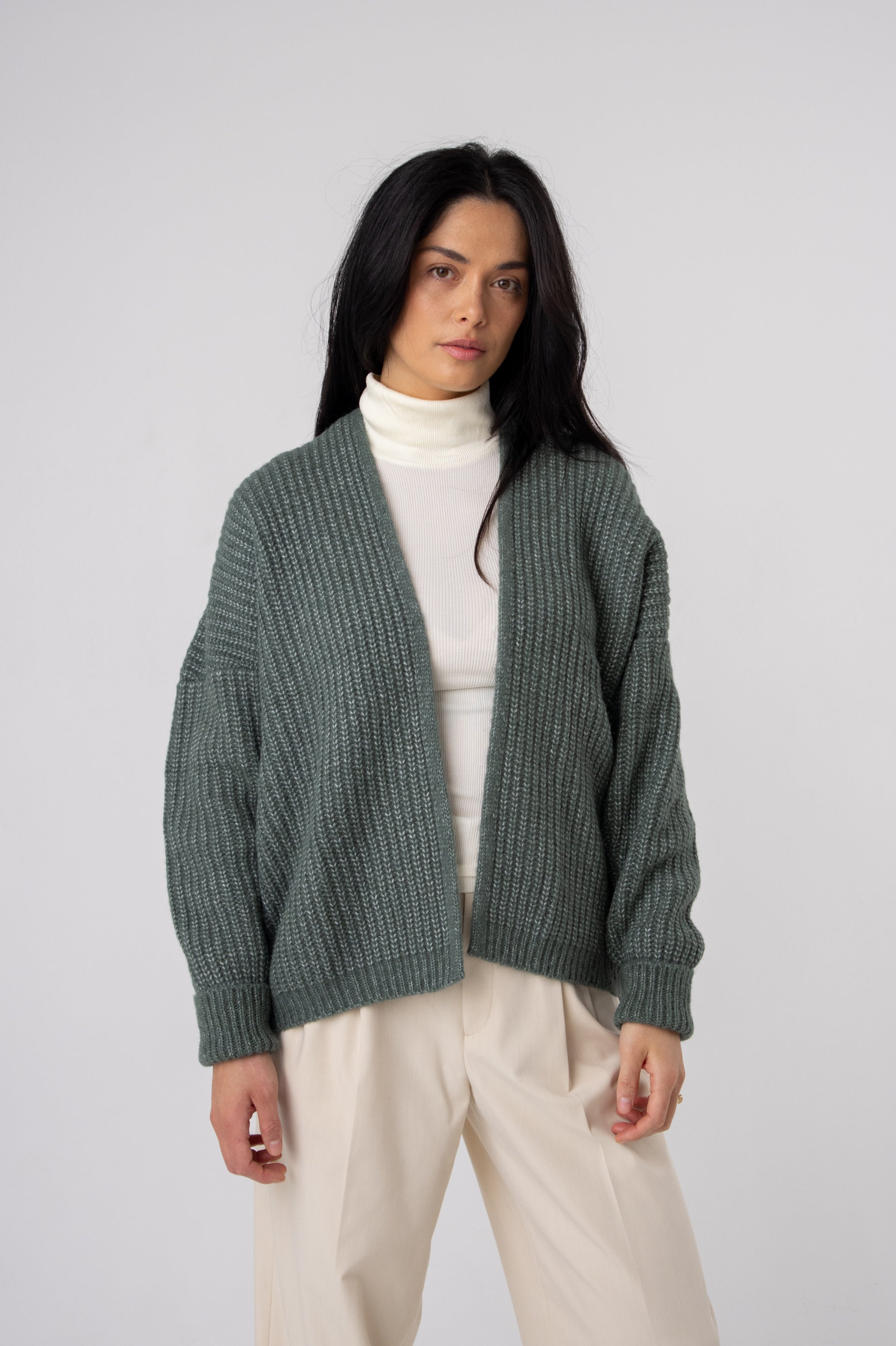 ribbed alpaca cardigans sydney#colour_elm-green