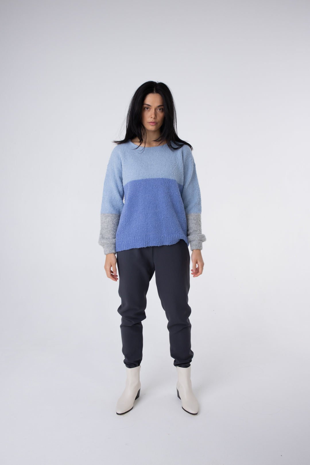 stylish blue colour block alpaca jumper#colour_blue-mist