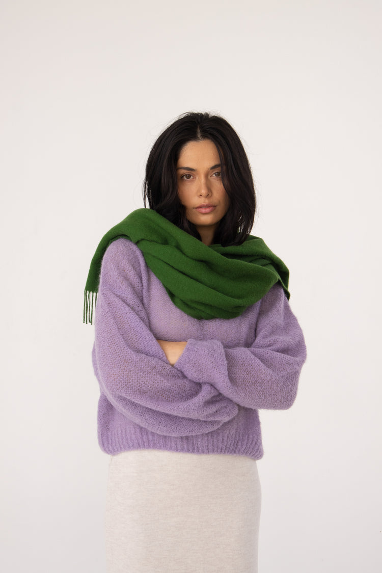 stylish green baby alpaca wrap#colour_midnight-moss