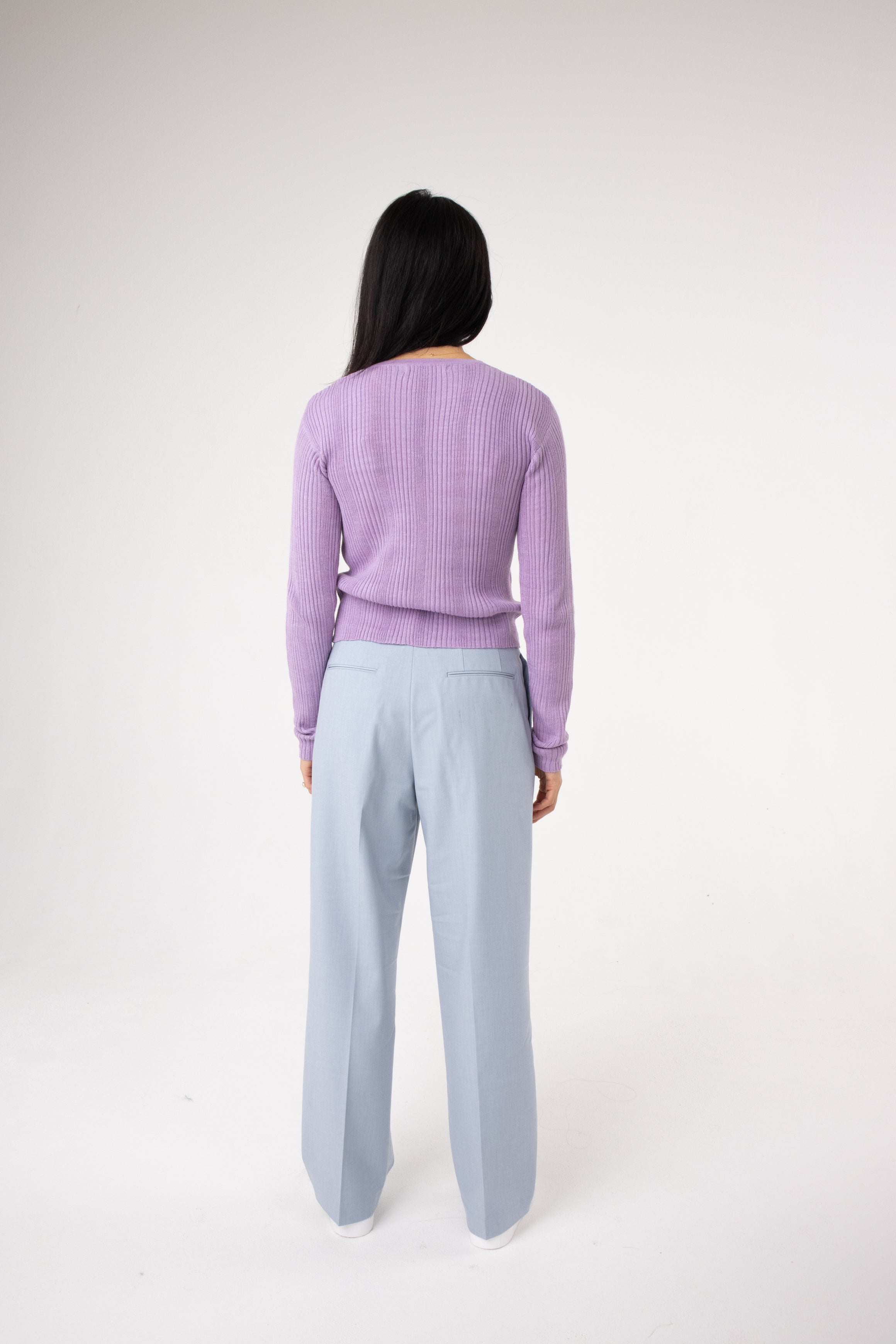 stylish long sleeve ribbed knit#colour_lilac