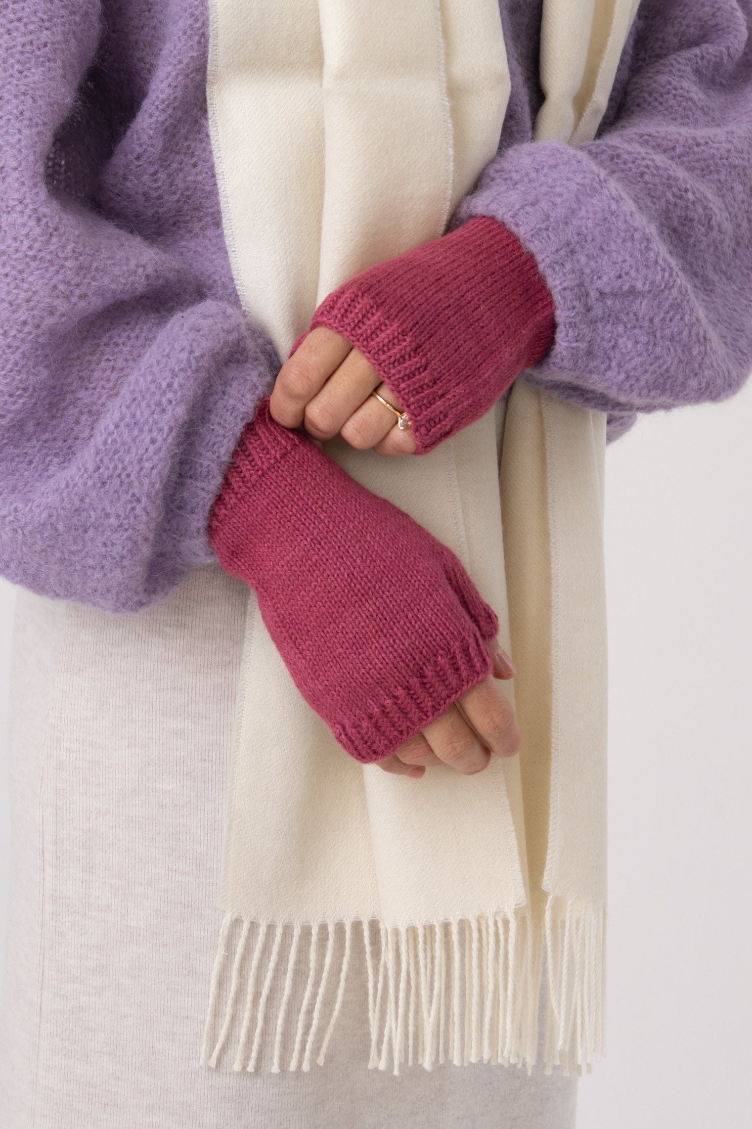stylish pink alpaca mittens