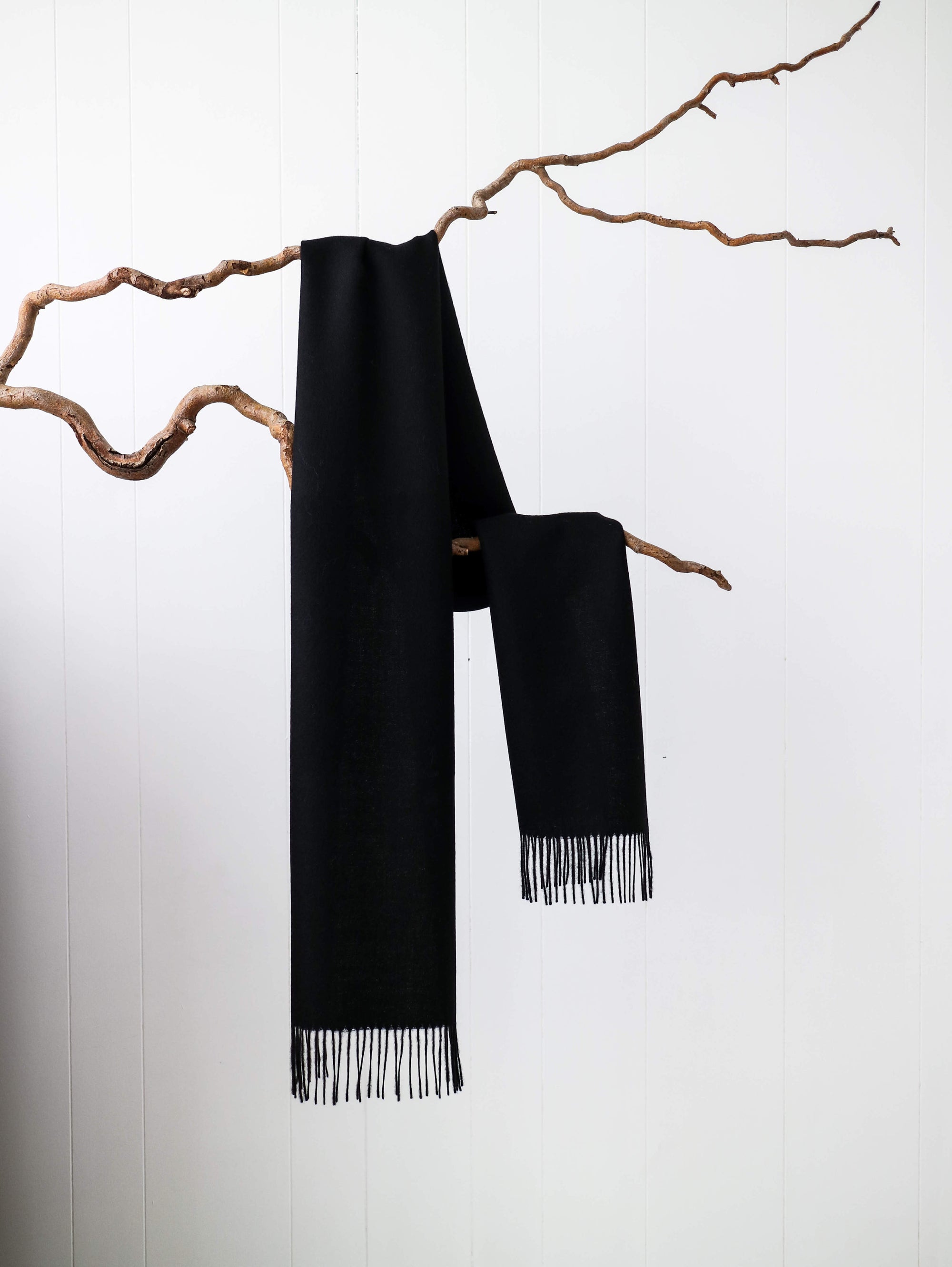 baby alpaca black classic scarf
