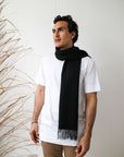 buy black alpaca scarf for men