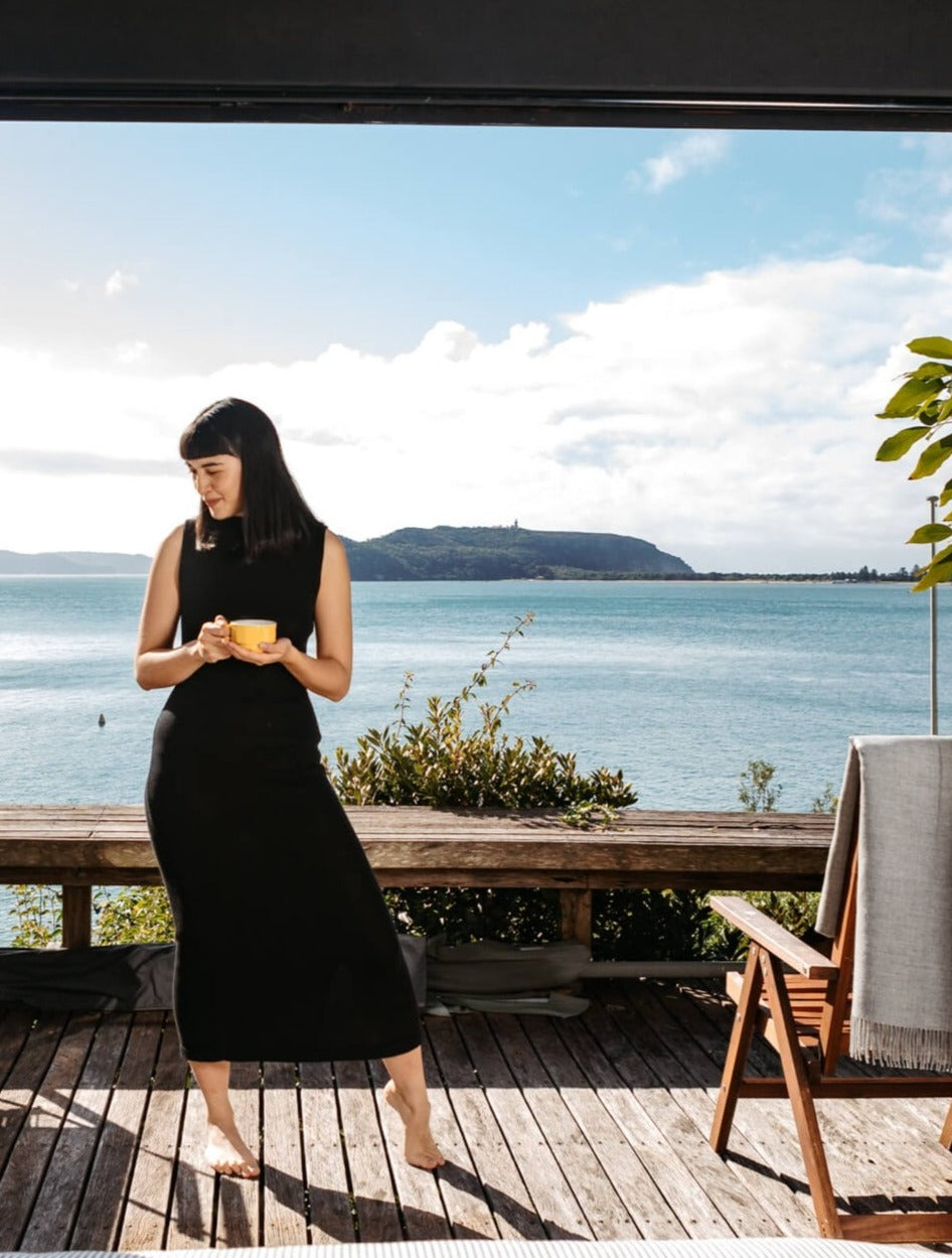 black knit dress