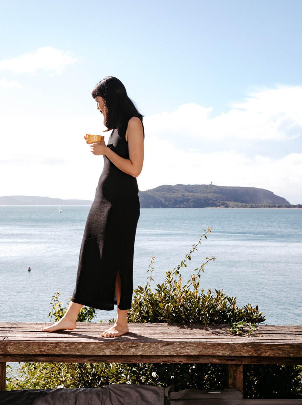 black winter knit dress