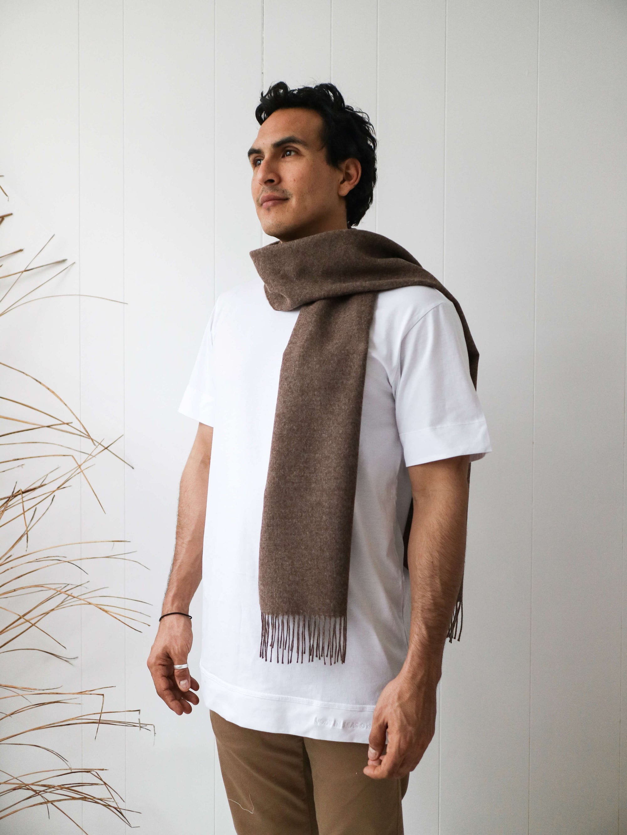 brown baby alpaca scarf